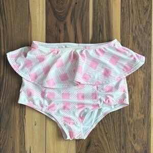 Pink and White Checkered Swimsuit High Waisted Bottom